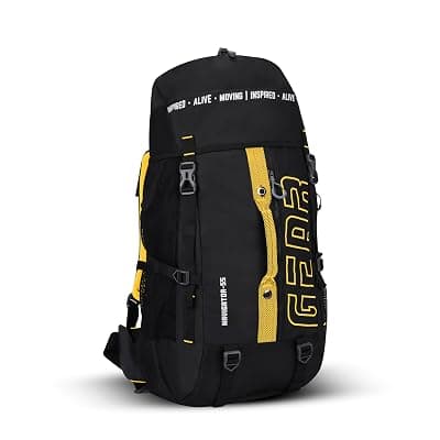 Gear Navigator 55L Extra Large Water Resistant Rucksack/Travel bag/For Men &amp; Women(Black - Yellow)