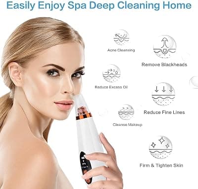6 in 1 Multi-function Blackhead Remover Tools | Electric Derma suction Machine || USB Rechargeable Acne Pimple Pore Cleaner Vacuum tool | Acne Pimple Pore Cleaner Vacuum tool (6 IN 1)