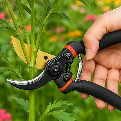Heavy Duty 8-Inch Titanium Blade Gardening Scissor, Pruning Shears – Garden Scissors for Plants, Branches, Flowers &amp; Shrubs | Plant Cutter, Secateurs, Garden Trimmer Tool (Titanium Blade, Black)