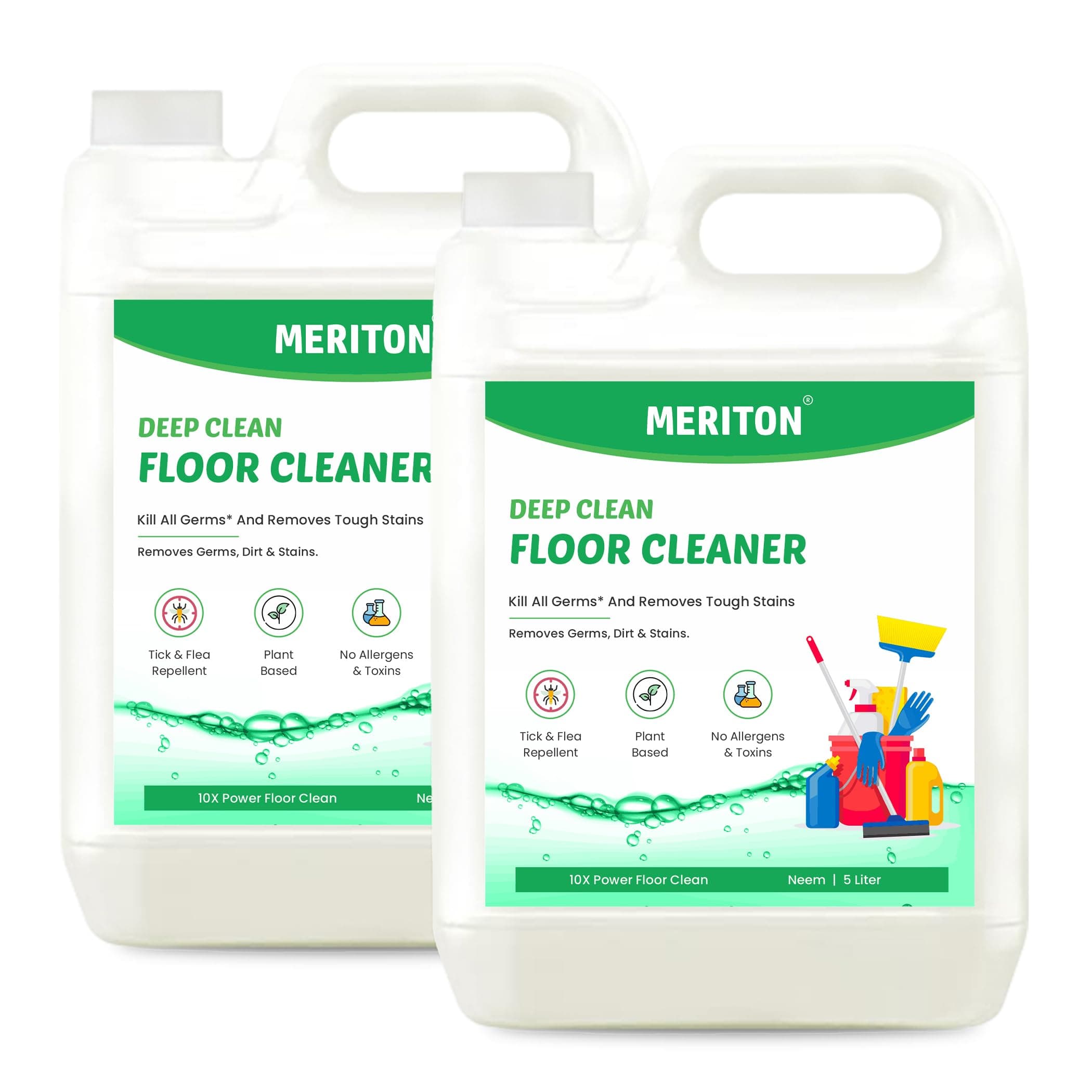 Meriton Neem Deep Clean Floor Cleaner – 5L | Plant-Based Formula | Tick & Flea Repellent | Removes Germs, Dirt & Tough Stains | No Allergens & Toxins | 10X Power Cleaning (Pack Of 2)