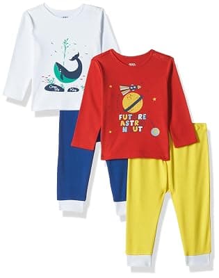 Amazon Brand - Jam &amp; Honey Baby-Boys and Girls 100% Soft &amp; Pure Cotton Long Sleeve Tee with Jogger - Unisex Clothing Set