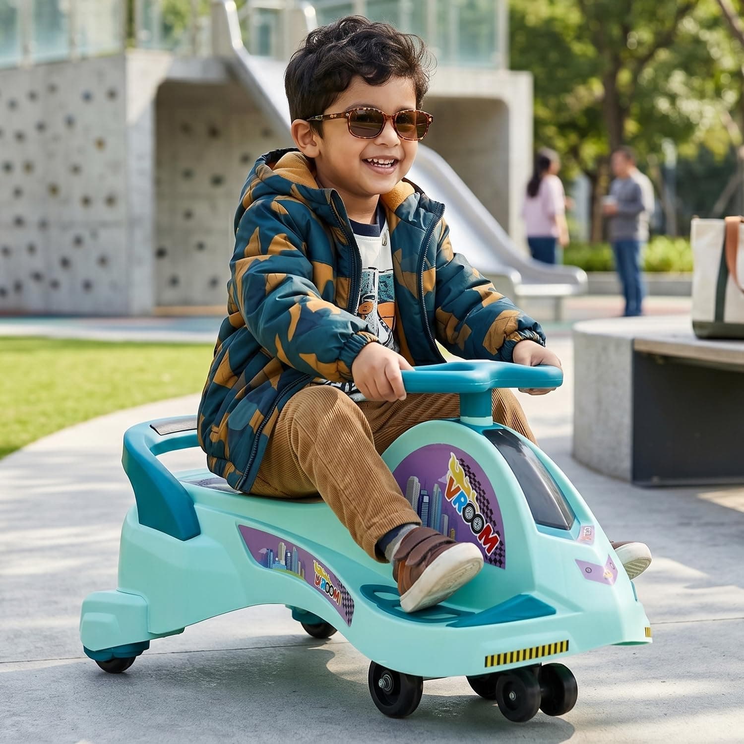 Toyzone Vroom Magic Car | Kids Swing Car,Twister Ride On | No Battery, No Pedal | Safe & Sturdy | Indoor & Outdoor Push Ride on for Kids | 2-10 Years, 50 Kg Capacity