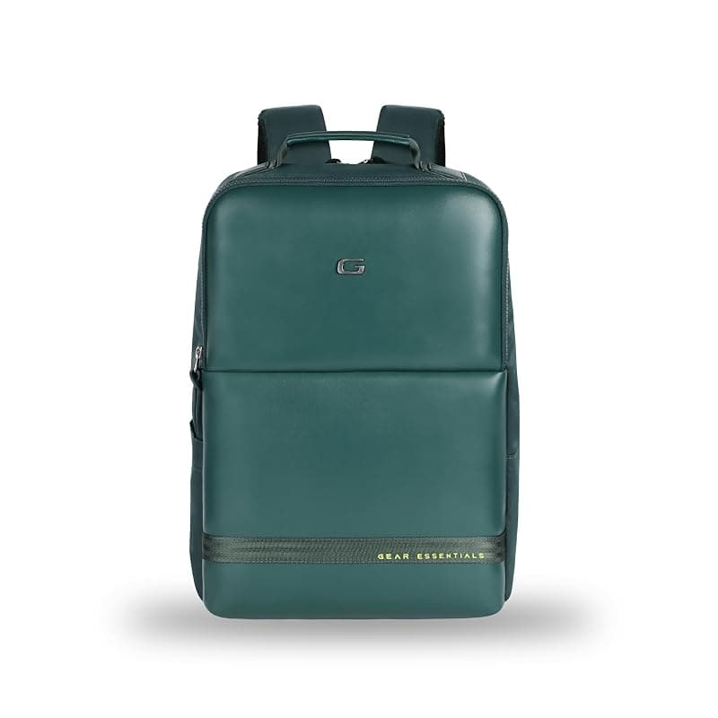 Gear Elevate Faux Leather 20L Water Resistant Anti-Theft 4 Compartment Backpack/Laptop Bag/Office Bag With Raincover For Men/Women (Green)