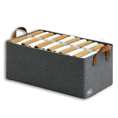 CRAE Clothes, Foldable Clothes Storage Baskets for Wardrobe, Books, Saree, Shirts, Stationery Paper, Document Toy,and Blankets Storage Box with Handles | Pack of 1 | (26 Liter)