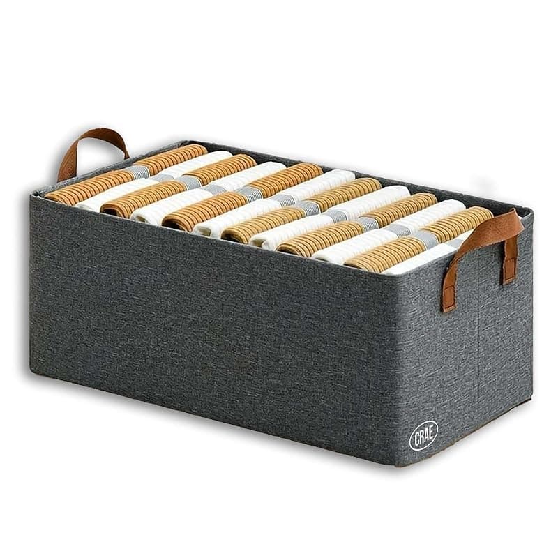 CRAE Clothes, Foldable Clothes Storage Baskets for Wardrobe, Books, Saree, Shirts, Stationery Paper, Document Toy,and Blankets Storage Box with Handles | Pack of 1 | (26 Liter)
