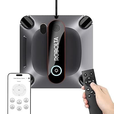 Intelligent Automatic Window Glass Cleaning Robot, 6500Pa Suction Smart Cleaner, 4-Way Nano Mist Spray, Edge-to-Edge Coverage, Smart Path & Stain Detection, Auto Return & Remote Control