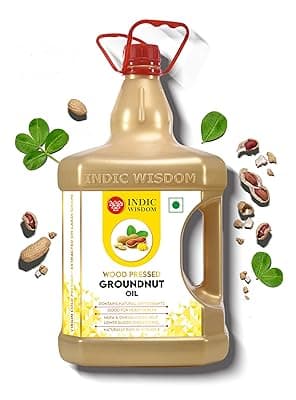 IndicWisdom Wood Pressed Groundnut Oil 5 Liter (Cold Pressed Groundnut Oil - Extracted on Wooden Churner)