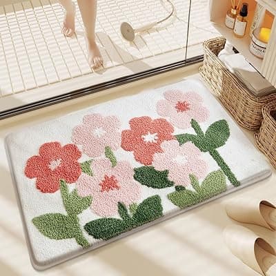 AAZEEM Mat Rugs Non-Slip Abstract Bath Rugs Cute Mat Washable for Tube |Rectangular Door Mat for Home |Drawingroom |Easy Clean Indoor and Outdoor Floor |Baby Pink |