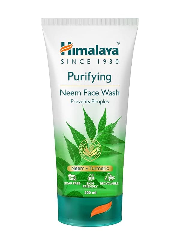 Himalaya Purifying Neem Face Wash|Clears and Prevents Pimples &amp; Acne|Made with 5 parts of Neem|New &amp; Best Ever clinically Proven formula|Gently Cleanses|For men and women|200 ml Tube