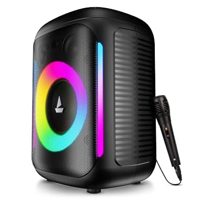 Boat 2025 Launch PartyPal 30, 25W Signature Sound, RGB LEDs, Wired Mic for Karaoke, Up to 6H Battery, TWS Mode, Multi Connect, Bluetooth Speaker, Wireless Speaker, Portable Speaker (Premium Black)
