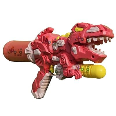 PoPo Toys Holi Dinosaur Pull-n-Pump Pressure Pichkari | Ultimate Power Pressure | Pink | with Free Holi Balloons &amp; Gulal