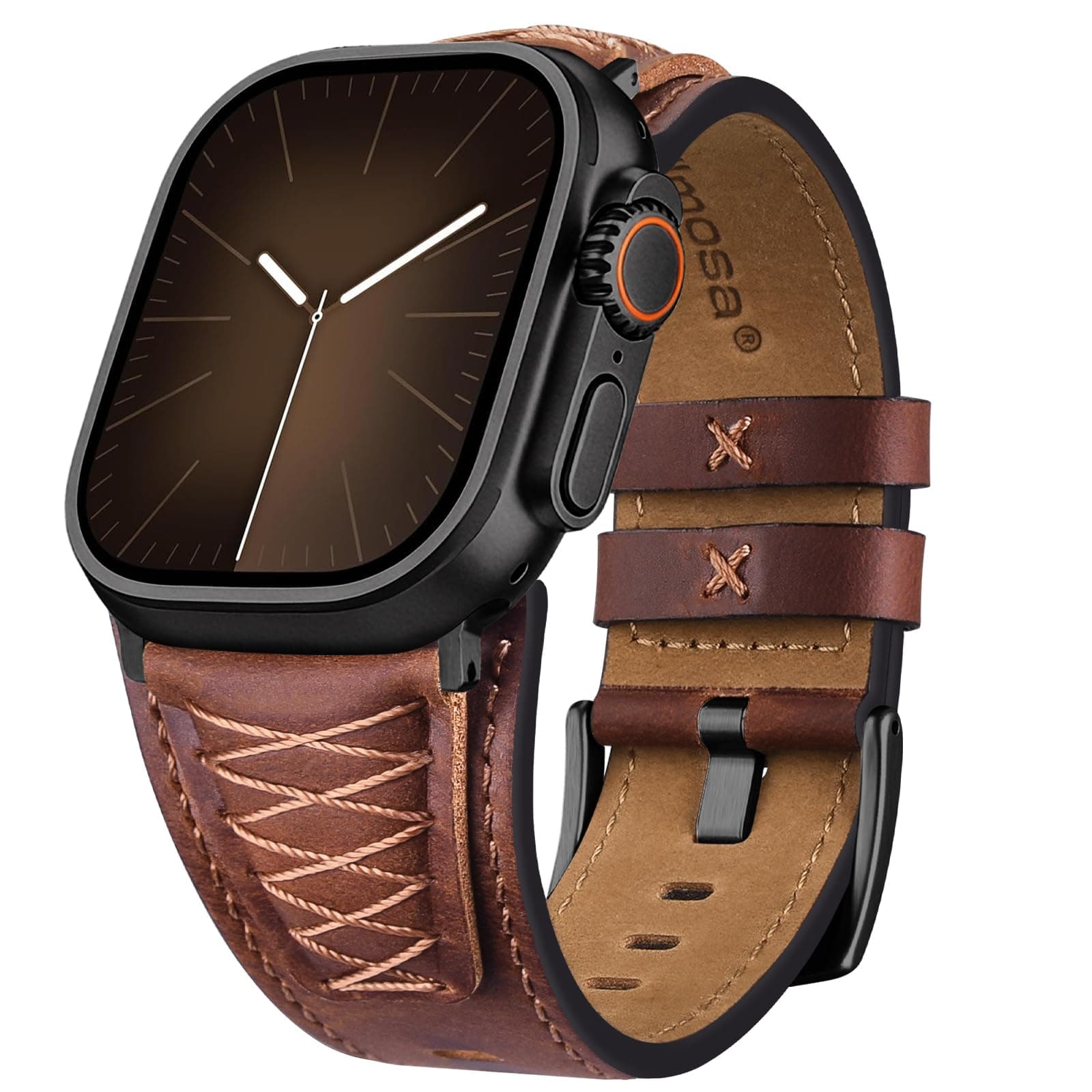 Fullmosa Leather Band Compatible with Apple Watch Ultra 3/2/1 Strap 49mm 46mm 45mm 44mm 42mm Men[NO WATCH], Top Grain Leather Replacement Strap for iWatch SE3/2/1 series 11 10 9 8 7 6 5 4 3 2 1