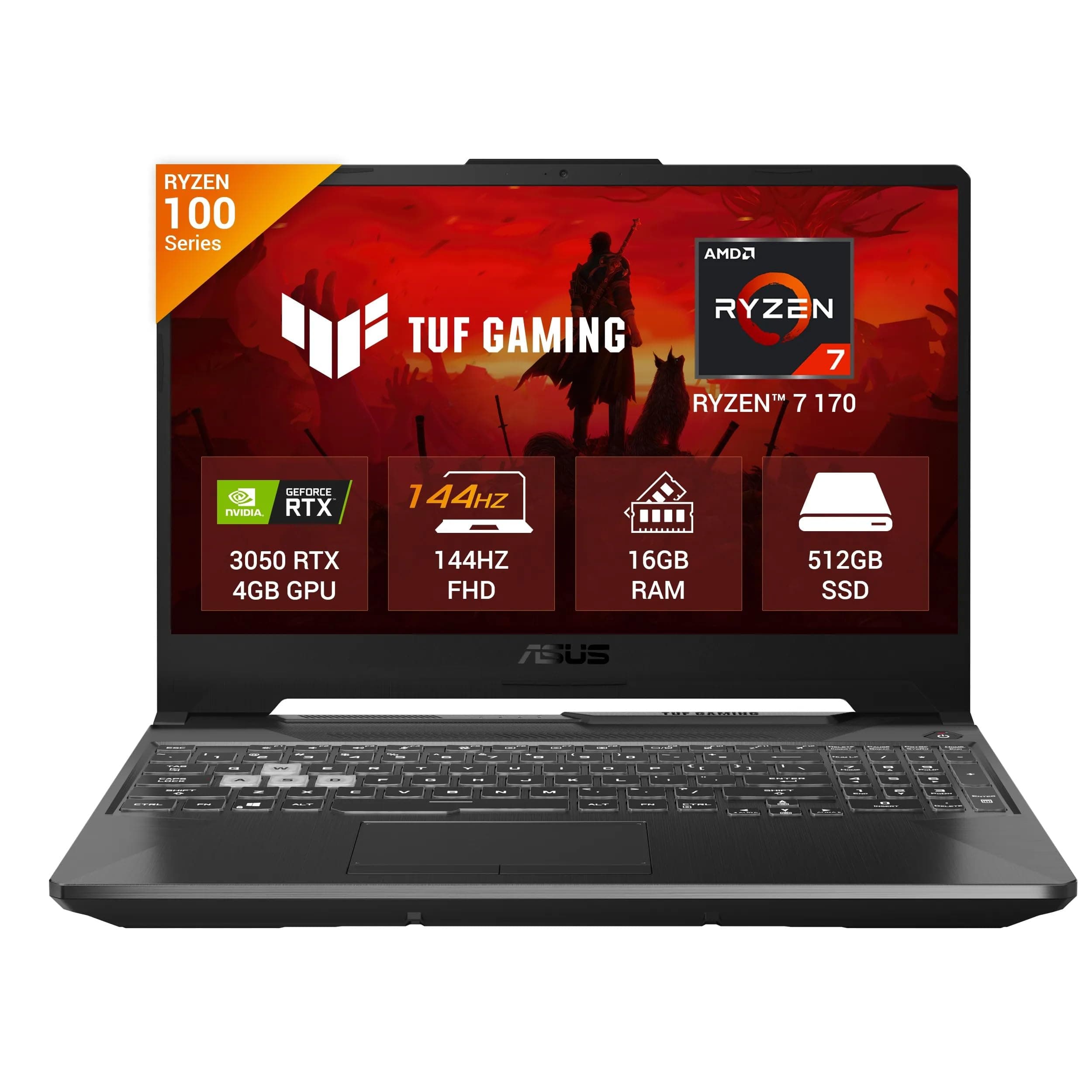 ASUS TUF A15, AMD Ryzen 7 170, RTX 3050-4GB, 16GB RAM (Upgradeable), 512GB SSD, FHD, 15.6"(39.6 cm),Windows 11 Home,Graphite Black, 2.3 Kg, FA506NCQ-HN006W, Gaming Laptop