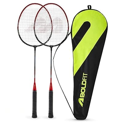 Boldfit Badminton Rackets Aluminium Badminton Racket with Full Cover Bag Standard Shuttle Bat Match Shuttle Bats Lightweight Badminton Shuttle Bat - Blue