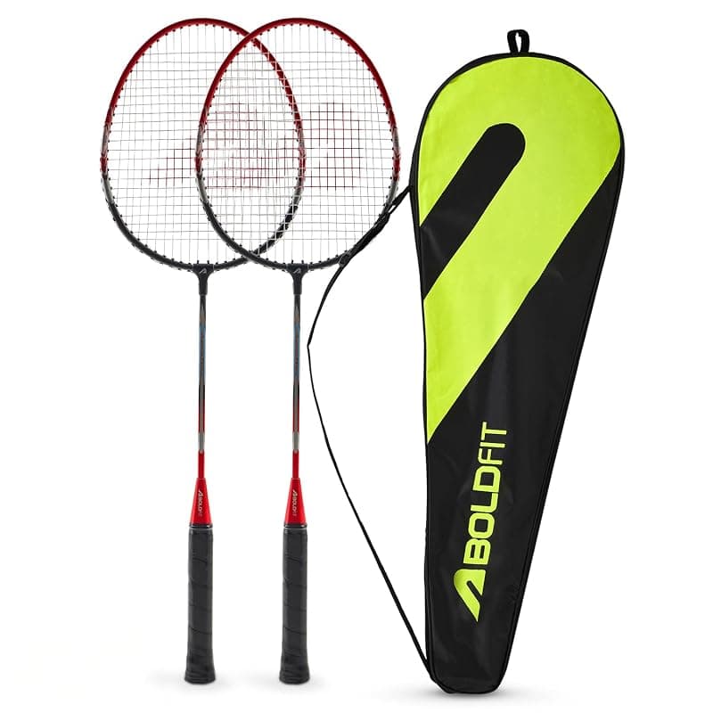 Boldfit Badminton Rackets Aluminium Badminton Racket with Full Cover Bag Standard Shuttle Bat Match Shuttle Bats Lightweight Badminton Shuttle Bat - Blue
