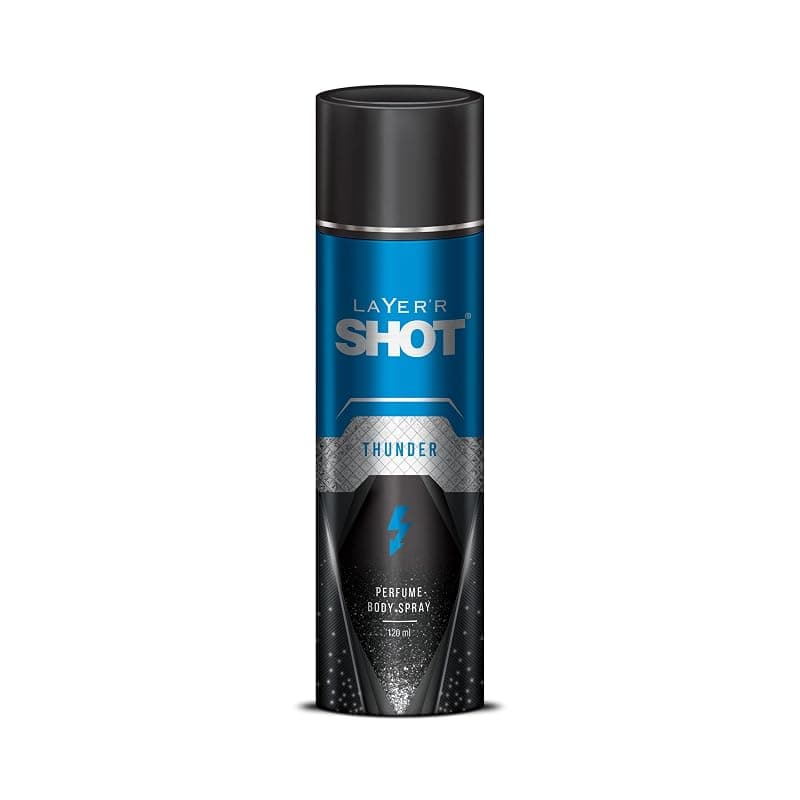 Layer'r Shot Men's Thunder Body Spray For Men -120 ml | Long Lasting Premium Fragrance For Fresh Oriental Scent | Luxurious Aerosol Perfume | Perfect For Every Occasion