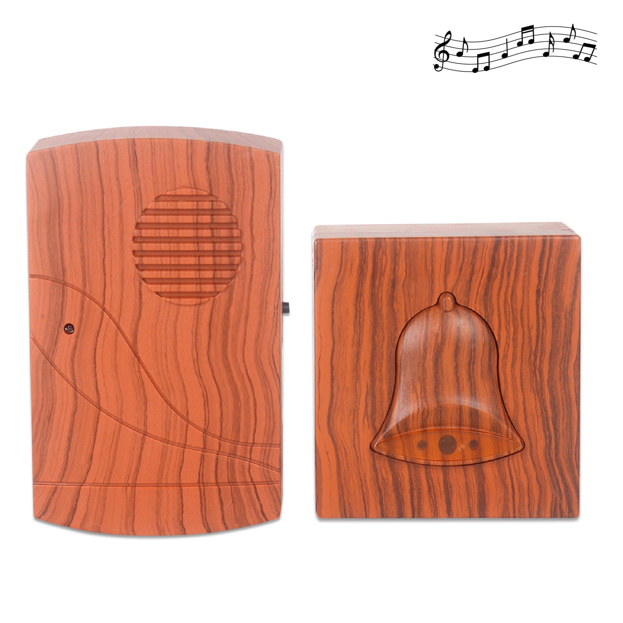 GLUN® Smart Wireless Home Doorbell, Calling Bell for Home and Office Easy Install Battery-Powered Wooden Finish Elegant Design with Upto 100 Meter Operating Range