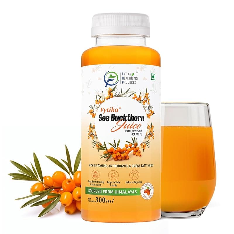 Fytika Himalayan Seabuckthorn Berry Juice – 300ml | Rich in Omega 3, 6, 7, 9 &amp; Vitamin C – Boosts Immunity, Skin Glow &amp; Heart Health | Natural Herbal Juice (Pack of 1)