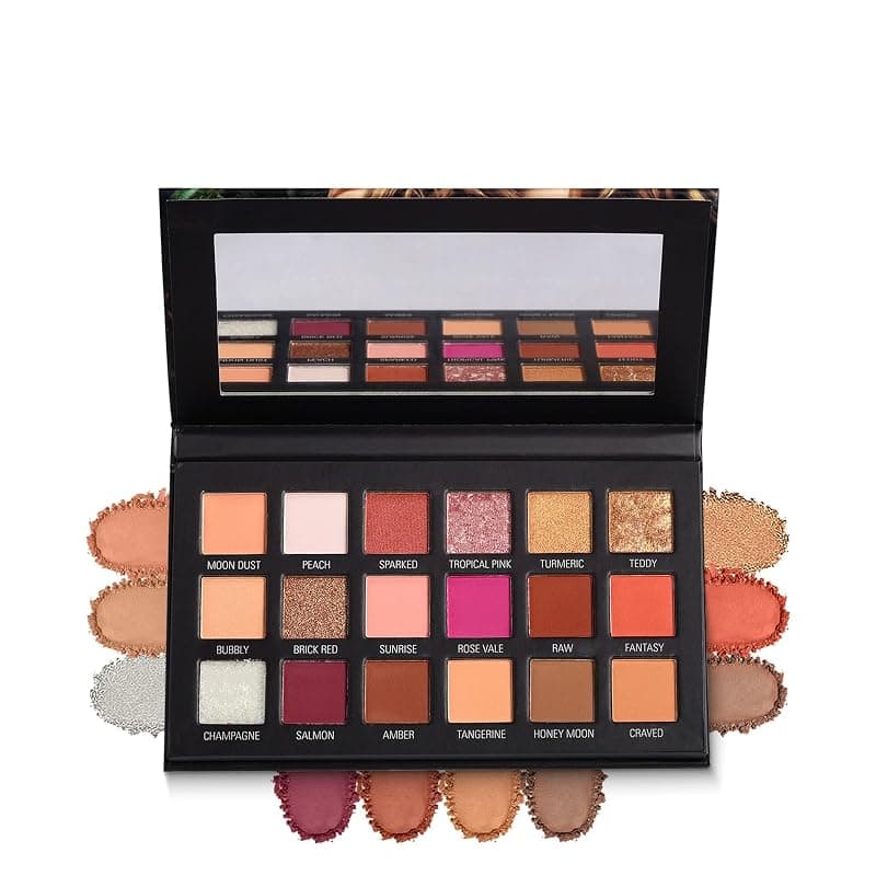 FASHION COLOUR Desert Rose 18 Eyeshadow Palette | Highly Pigmented & Easy to Blend | Matte and Metallic Shades | Easy-To-Blend & Build Up | 18gm