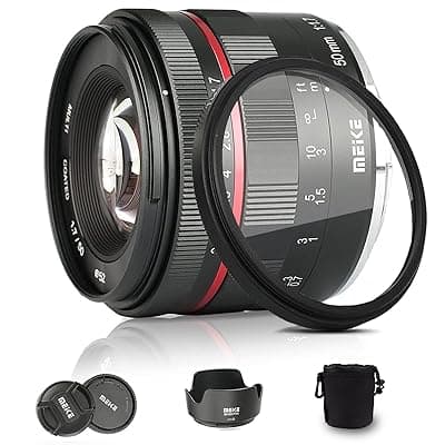 Meike 50mm F1.7 E-Mount Full Frame Manual Focus Large Aperture Lens for Sony E-Mount Cameras A7III A9 A7RIII NEX 3 NEX 3N NEX 5 NEX 5T NEX 5R NEX 6 7 A5000 A5100 A6000 A6100 A6300 A6500