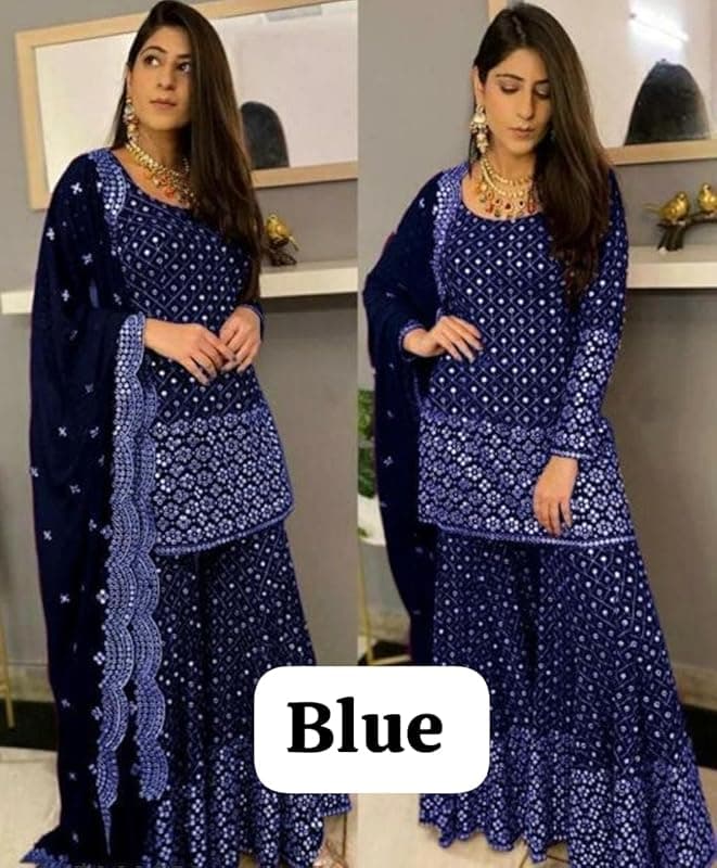SKYFIESTA Stylish Womens Georgette Unstitched Salwar Suit Material with Dupatta | Salwar Suit Material for Womens &amp; Girls | Lightweight &amp; Breathable Fabric