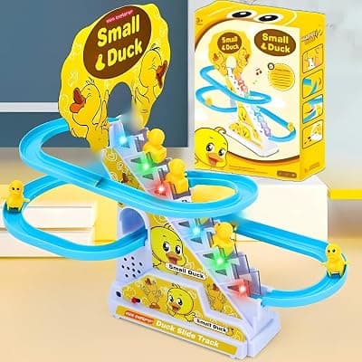 MiniExplorer Duck Track Toys for Kids – Stair-Climbing Escalator with Lights &amp; Music, Includes 3 Small Ducks – Interactive Duck Track Slide Toy – Perfect Toddler Gift
