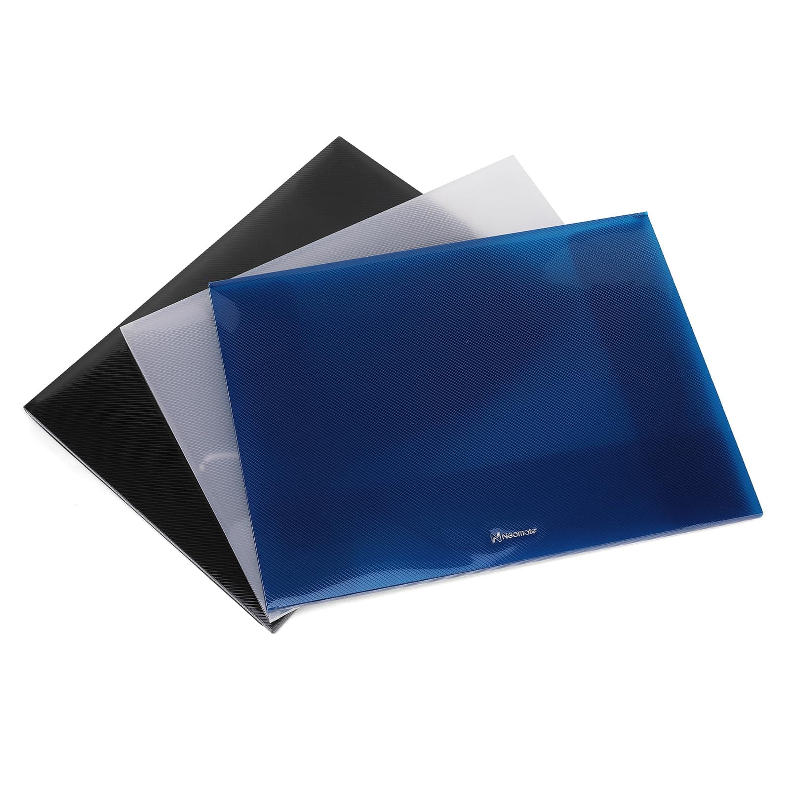 Neomate 3 Pcs A4 Double Pocket Folder | Designer Legal File with Elastic Closure | Multicolor Plastic Document Holder for Storage | Blue, Black & White