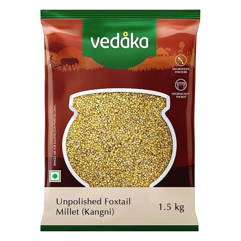 Amazon Brand - Vedaka Unpolished Foxtail Millet | 1.5 Kg | Kangni/Navane/Kaon/Kang/Kakum/Korralu/Korra/Thinai