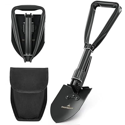 CO-Z Mini Folding Shovel High Carbon Steel Portable Lightweight Outdoor Survival Shovel, Nylon Carry Case, Camping, Hiking, Digging, Backpacking, Car Emergency