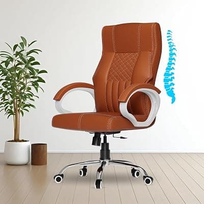 FUGO FG21 Ergonomic Office Chair,Adjustable Height,Cushioned Back&amp;Seat,Tilting Mechanism,Heavy Duty Metal Base,Dual Nylon Casters,Comfortable Desk Chair for Work,Home Office,3-Year Warranty(Tan)