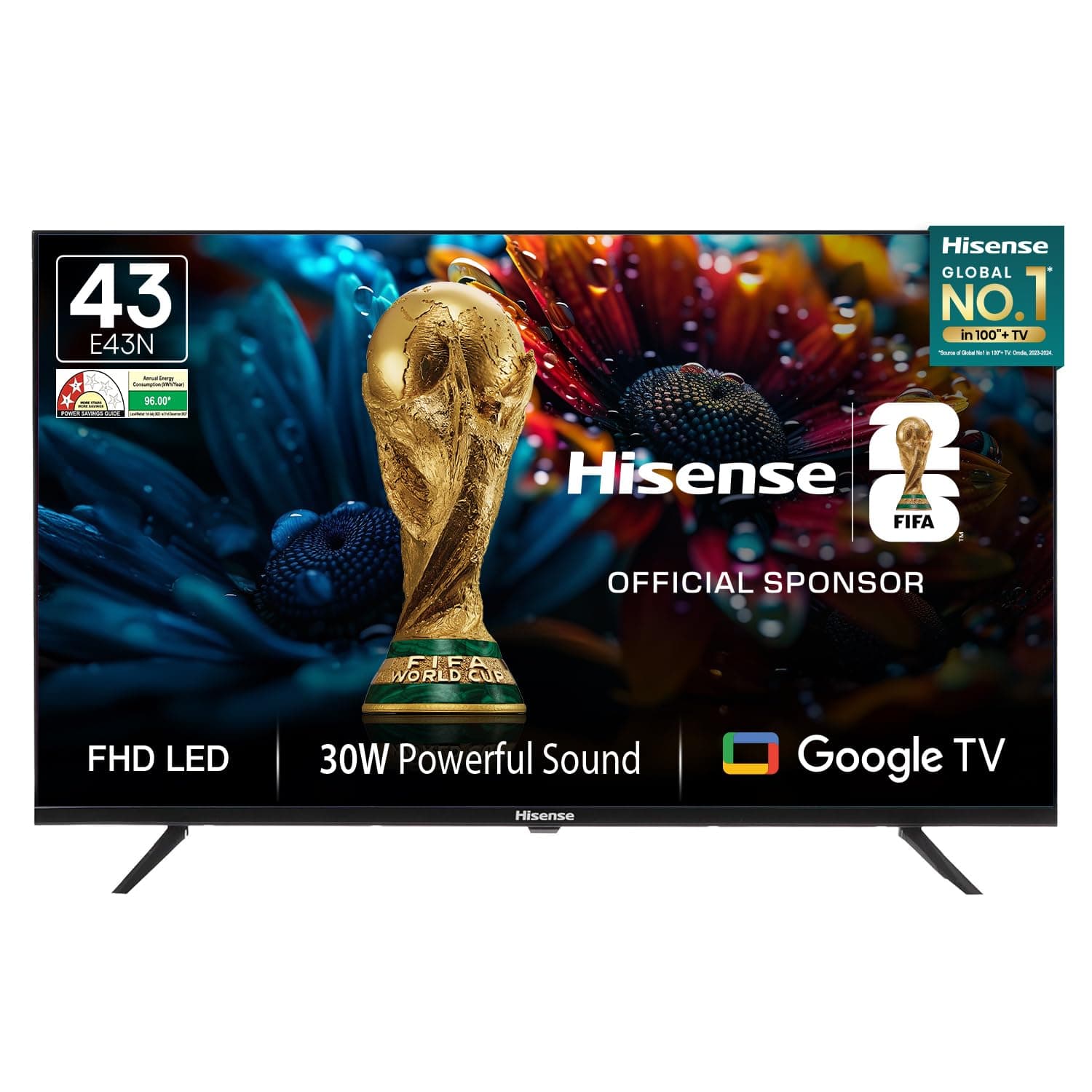 Hisense 108 cm (43 inches) E43N Series Full HD Smart Google LED TV 43E43N (Black)