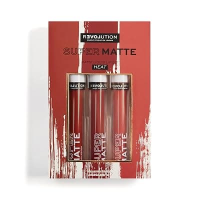 Makeup Revolution Lipstick Set Multi (Matte) Intensely Pigmented &amp; Long-Lasting, Velvet Water Proof Lip Makeup, Vegan &amp; Cruelty-Free (3)