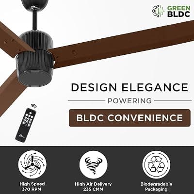 RR Signature Bonsai 5 Star BLDC Fan I 6 Year Warranty I High Speed Ceiling Fan with Remote I Silent Fan I Ceiling Fan for Home &amp; Office (Ale Brown)