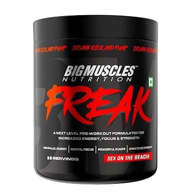Bigmuscles Nutrition Freak Pre-Workout [30 Servings, Sex on the Beach] | Increased Energy, Strength, Mental Focus &amp; Powerfull Pumps | 180 gm