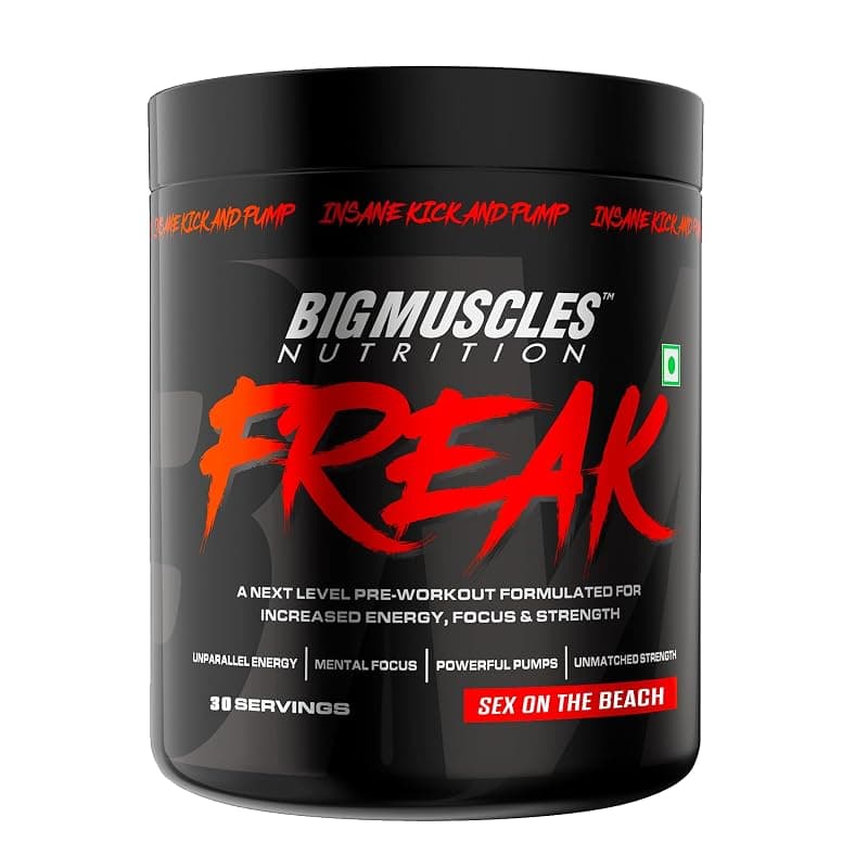 Bigmuscles Nutrition Freak Pre-Workout [30 Servings, Sex on the Beach] | Increased Energy, Strength, Mental Focus &amp; Powerfull Pumps | 180 gm