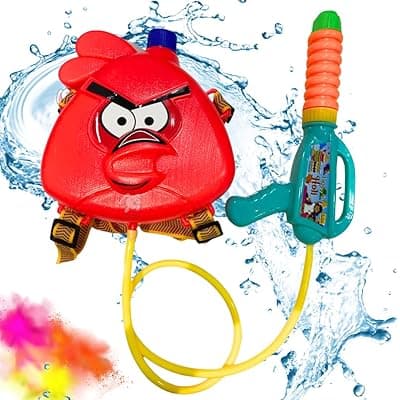 Storio Holi Water Toy Gun with Pressure Mechanism for Long Throw, Back Holding Tank, Back Holding Tank - Birds