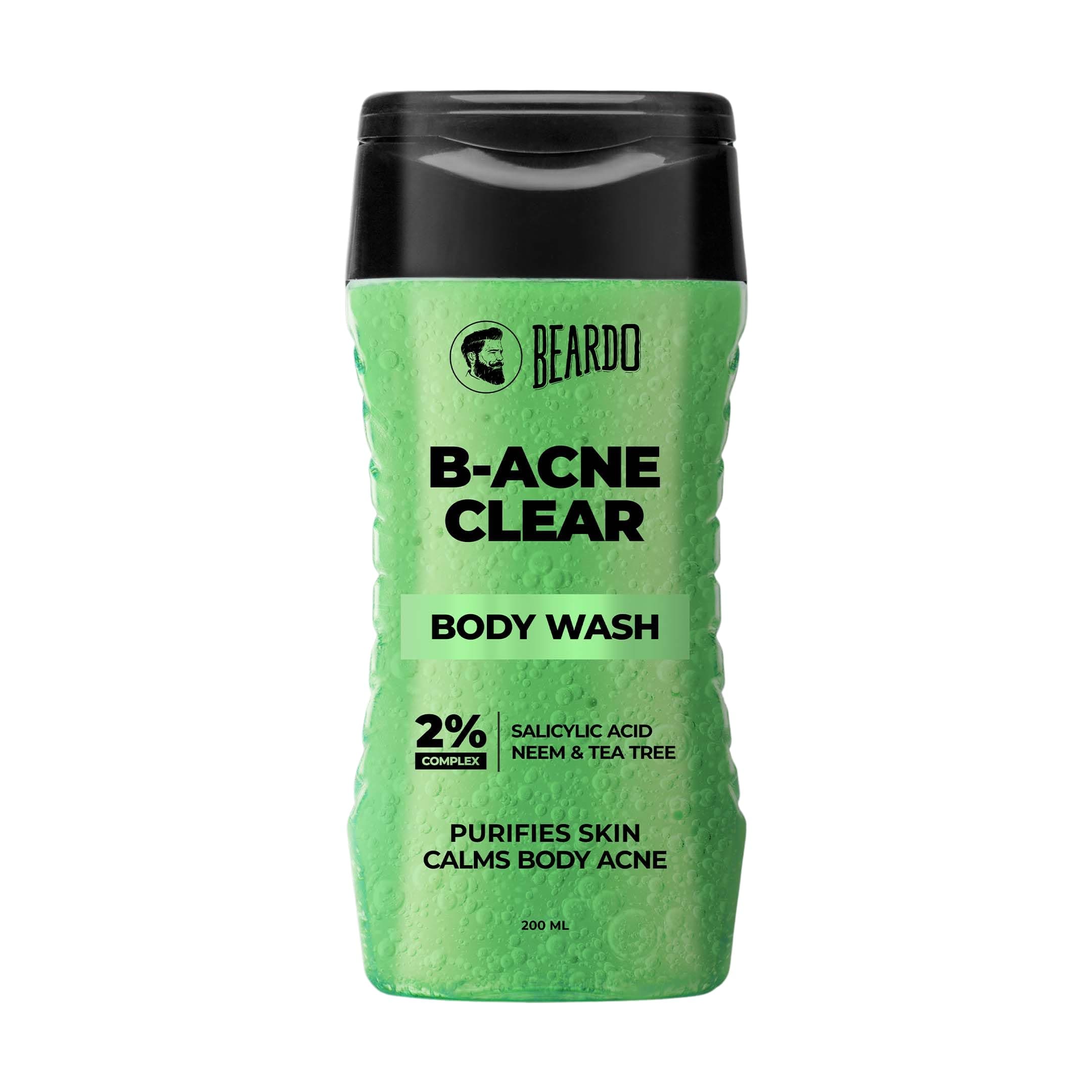 Beardo Body Acne Clear Body Wash for Men 200 ml | With Neem, Tea Tree and Salicylic Acid | Clean Clear Skin | For Body Acne and Skin Purification | B-acne