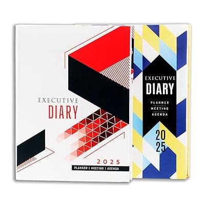 amazon basics 2025 New Year Dated Diary | Hard Bound Personal Planner For Him & Her | Goal Setting & Productivity Tools | Set Of 2, Multicolor