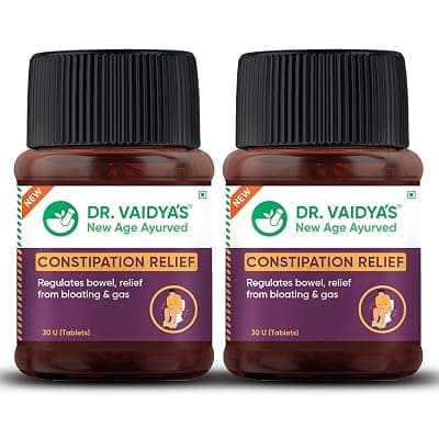 DR. VAIDYA'S new age ayurveda Constipation Relief Tablets | Ayurvedic| Relievs Gas & Bloating | Regulate Bowel Movements | (30 Tablets Each) Pack Of 2