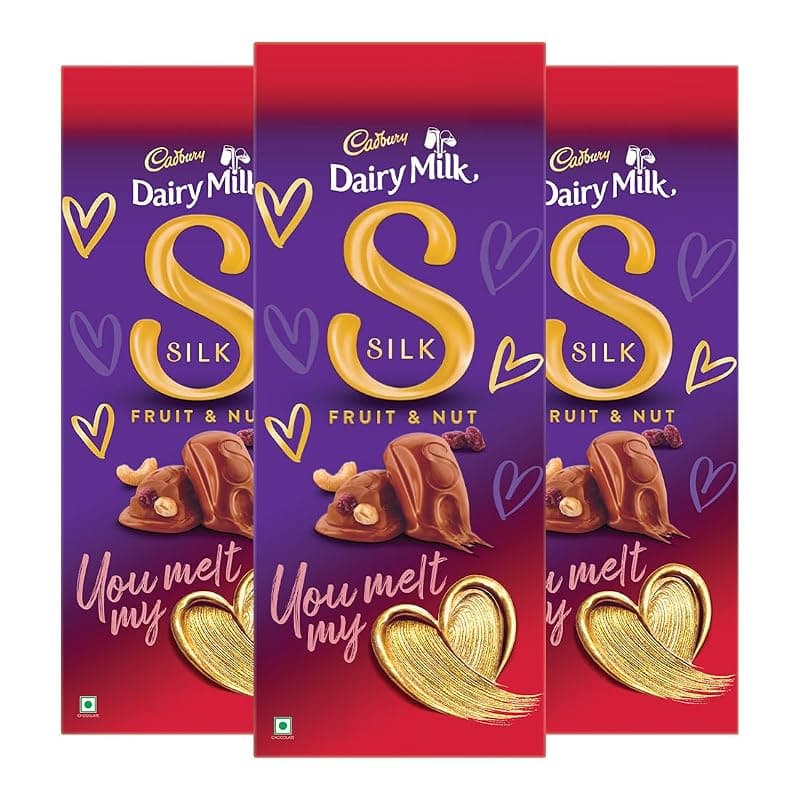 Cadbury Dairy Milk Silk Fruit and Nut Valentine's Gift Pack Chocolate Bar, 129 g (Pack of 3)