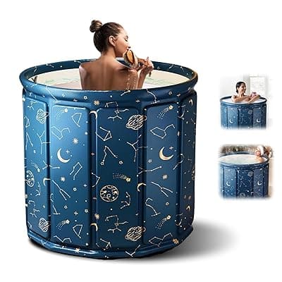 Bath Tub for Adult for Bathroom, Foldable SPA Tub for Home Use with Drainage Hole, Thickened Insulated Ice Bath Tub, Inflatable BathTub for Adults, Ice BathTub for Adults (Multi)