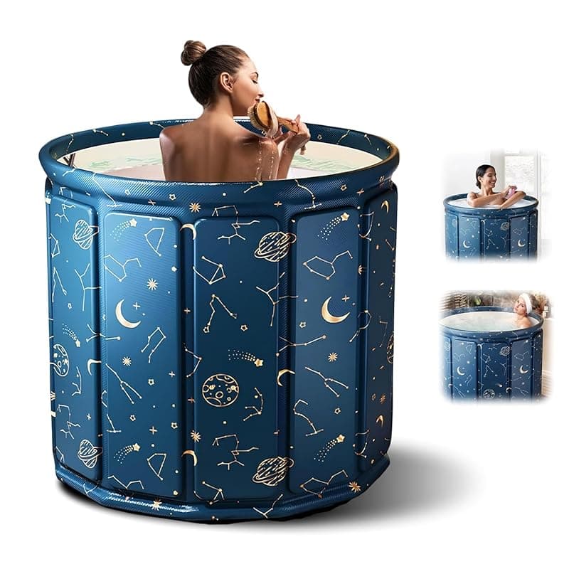 Bath Tub for Adult for Bathroom, Foldable SPA Tub for Home Use with Drainage Hole, Thickened Insulated Ice Bath Tub, Inflatable BathTub for Adults, Ice BathTub for Adults (Multi)