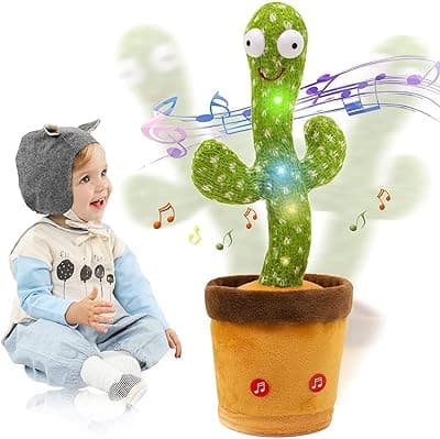 HILLSTAR Dancing Cactus Talking Toy, Cactus Plush Rechargeable Toy, Wriggle &amp; Singing Recording Repeat What You Say Funny Education Toys for Babies Children Playing, Home Decorate (Cactus Toy)