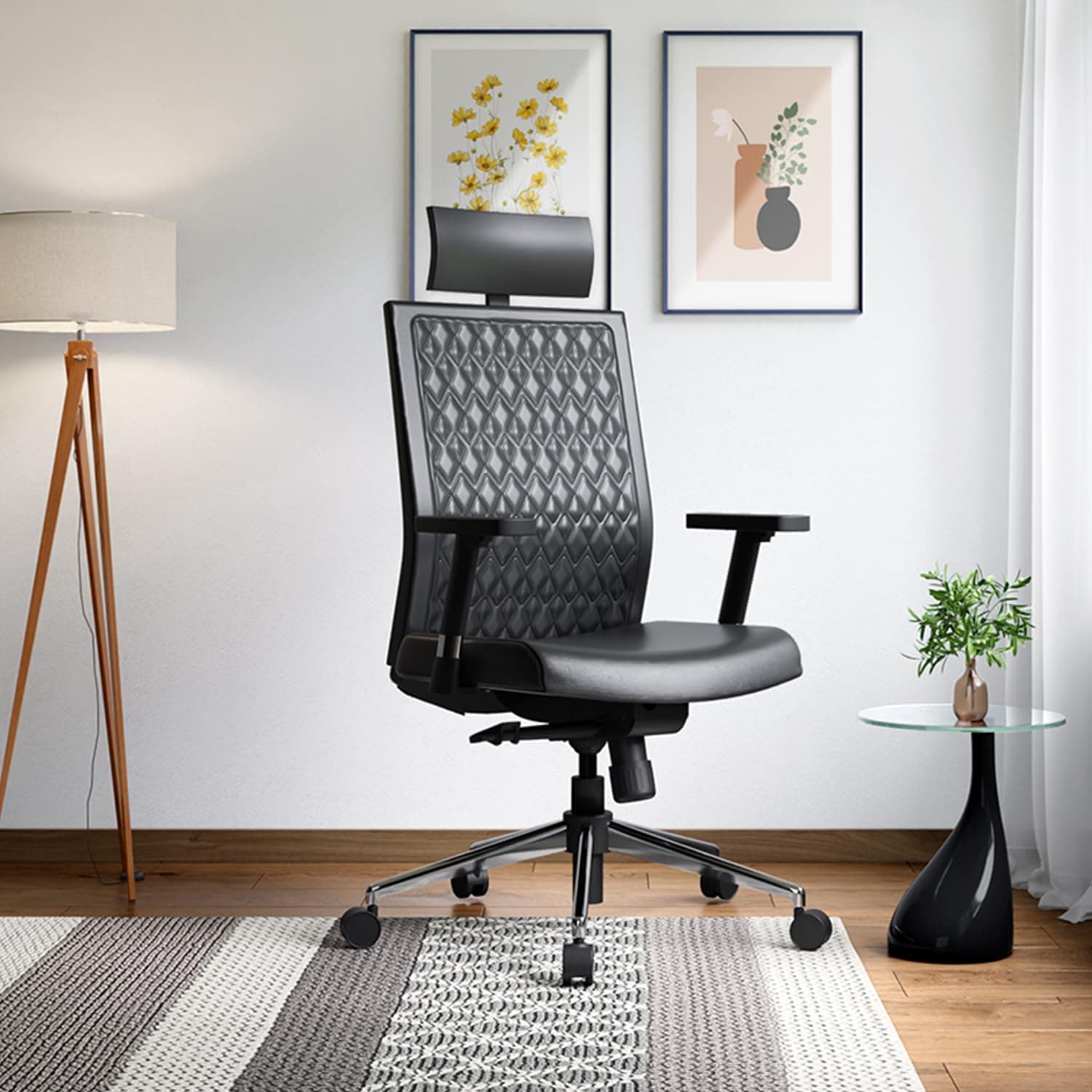 Interio by Godrej Elite High Back Chair, Leatherette, Black