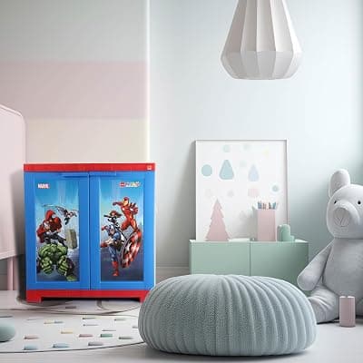 Cello Kidzbee Mini Marvel Avenger Series | Themed Design- Mighty Heroes; Design 2- Red &amp; Blue | Cabinet PP Plastic Material | Dream Word &amp; Space-Saving Compact Size | Ideal for Kids' Rooms