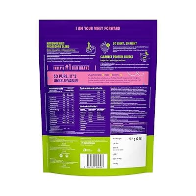 Yogabar Pro Clean Whey Protein Concentrate | Chocolate Flavour with Zero Calorie Sweetener | 25g Protein per Serving | ProAbsorb Blend | 907g Pack of 2