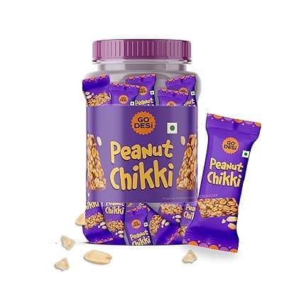 Go Desi Peanut Chikki Bar | No Added Preservatives and Colours | 60 Pieces x 15g | Gajak | Sweets | Made with Jaggery | Gazak | chikkis