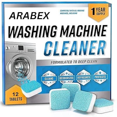 Washing Machine Cleaner Descaler 12 Pack - Deep Cleaning Tablets For HE Front Loader &amp; Top Load Washer, Clean Inside Drum And Laundry Tub Seal (Washing Machine Cleaner Tablets - 12 Pack)