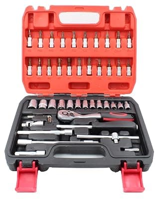 UniQual Superior 46pcs Socket Set Wrench Tool Kit 1/4" | Automobile Tool Kit | Screwdriver Bit Set with Ratchet Handle for Bike & Car Reapirs, Household, etc.