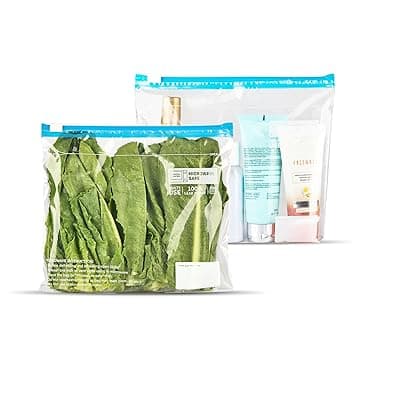 Fredbett Ziplock Bags for Travel Packing & Fridge Storage | Vegetable Bag for Fridge | Small Ziplock Bags (21.3 x 18 cm) | Pack of 5 | Leak Proof, Food Grade Plastic | Microwave Safe
